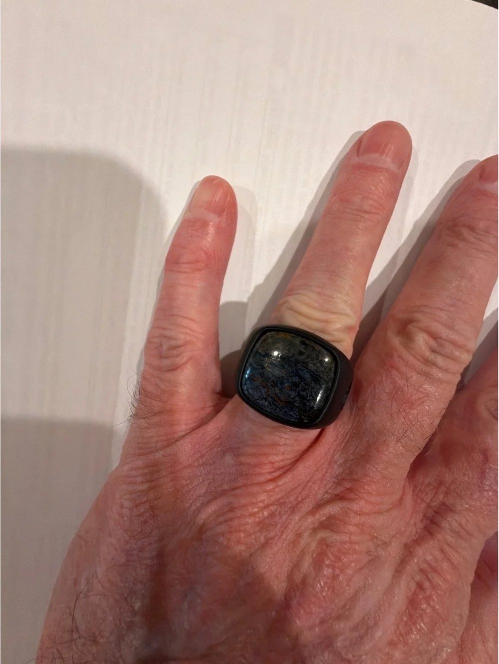 David Yurman Men's Titanium and Pietersite Ring Size 10